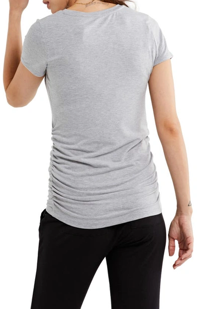 Shop A Pea In The Pod Ruched Scoop Neck Maternity/postpartum Top In Light Grey