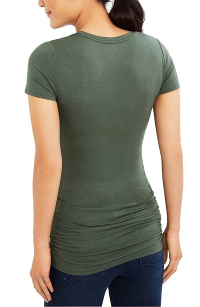 Shop A Pea In The Pod Ruched Scoop Neck Maternity/postpartum Top In Olive