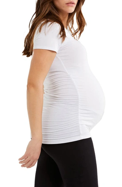 Shop A Pea In The Pod Ruched Scoop Neck Maternity/postpartum Top In White
