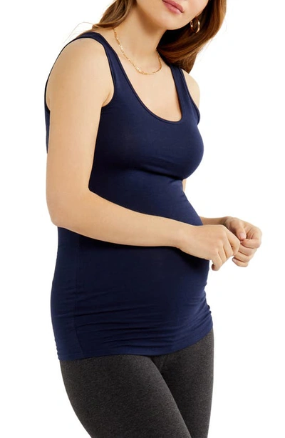 Shop A Pea In The Pod Scoop Neck Maternity/postpartum Tank Top In Navy