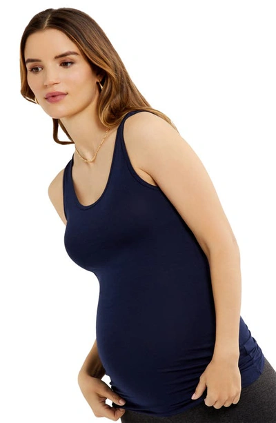 Shop A Pea In The Pod Scoop Neck Maternity/postpartum Tank Top In Navy