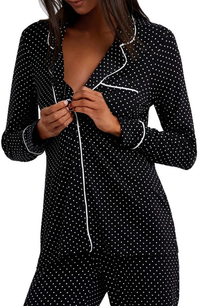 A Pea In The Pod Super Soft 2-piece Maternity Pajama Set In Black White Dot