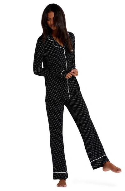 A Pea In The Pod Super Soft 2-piece Maternity Pajama Set In Black White Dot