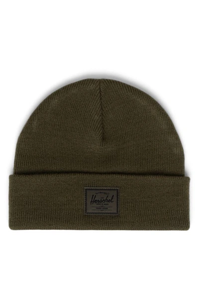 Shop Herschel Supply Co Elmer Shallow Cuffed Beanie In Ivy Green/ Ivy Green