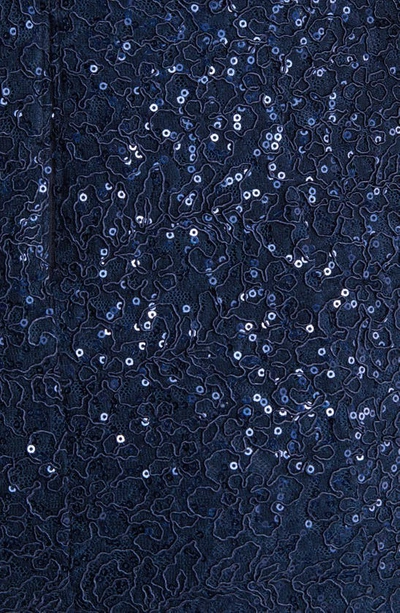 Alex Evenings Sequin Corded Lace Cocktail Dress In Navy