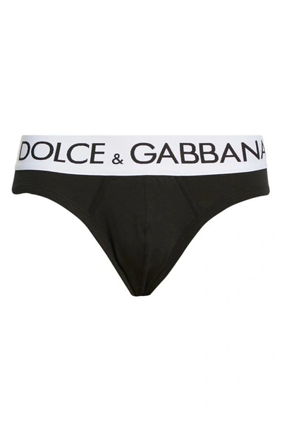 Shop Dolce & Gabbana Logo Band Stretch Cotton Briefs In Black