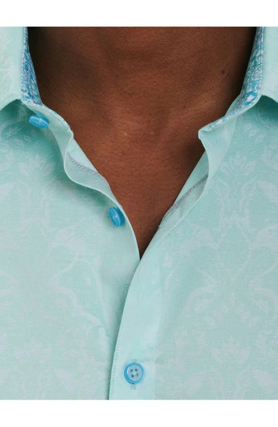 Shop Robert Graham Highland Short Sleeve Button-up Shirt In Mint