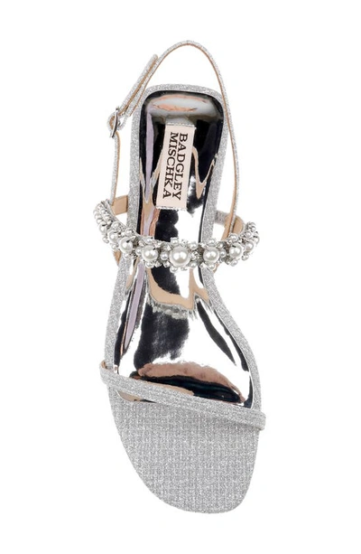 Shop Badgley Mischka Natalee Embellished Strap Sandal In Silver