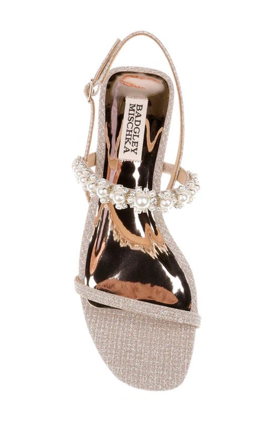 Shop Badgley Mischka Natalee Embellished Strap Sandal In Light Gold
