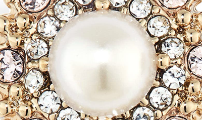 Shop Marchesa Pavé Halo Imitation Pearl Stud Earrings In Gold/ Blush