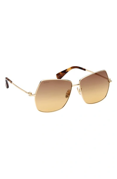 Shop Max Mara 61mm Geometric Sunglasses In Gold