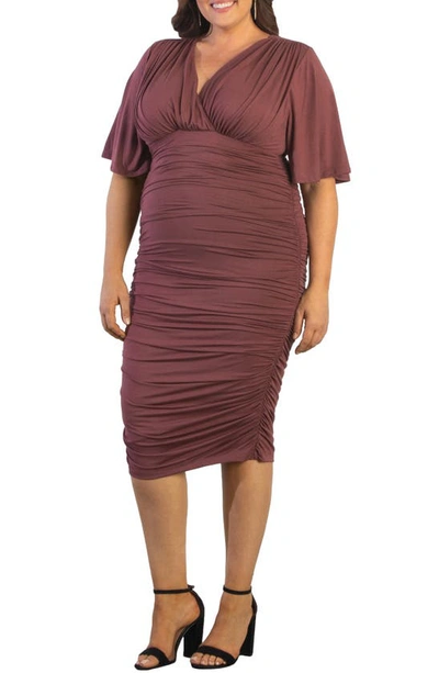 Shop Kiyonna Rumor Ruched Body-con Dress In Rosewood