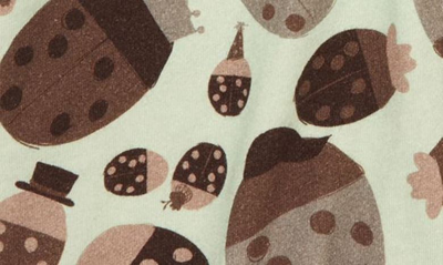 Shop Naseberry Ladybug Print Organic Cotton Polo In Brown/ Beige/ Green