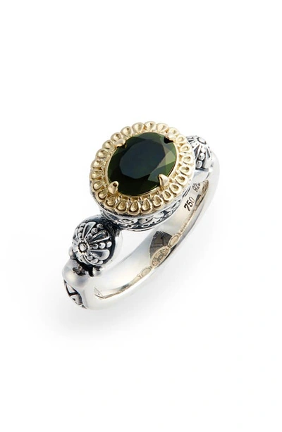 Shop Konstantino Hermione Two-tone Semiprecious Stone Ring In Silver/ Green Tourmaline