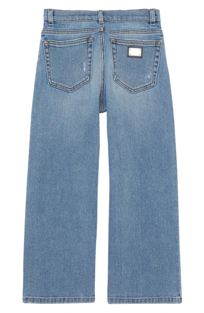 Shop Dolce & Gabbana Kids' Distressed Stretch Denim Straight Leg Jeans In S9000 Variante Abbinata