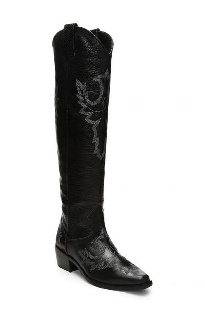 Shop Donald Pliner Marina Over The Knee Western Boot In Black