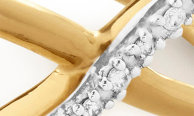 Monica Vinader Riva Kiss 18k Gold Vermeil Pavé Diamond Crossover Ring In 18ct Gold Vermeil On Sterling