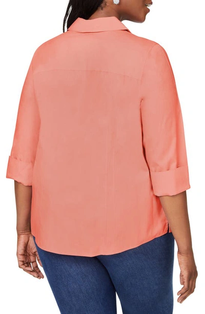 Shop Foxcroft 'taylor' Three-quarter Sleeve Non-iron Cotton Shirt In Pumpkin Spice
