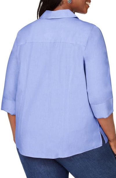 Shop Foxcroft 'taylor' Three-quarter Sleeve Non-iron Cotton Shirt In Iris Bloom