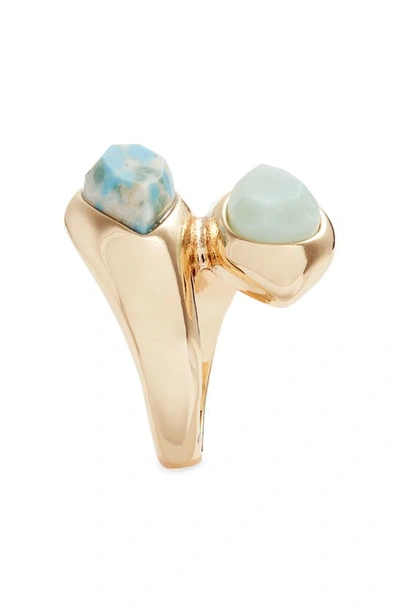 Shop Nordstrom Faceted Double Quartz Wrap Ring In Turquoise- Gold