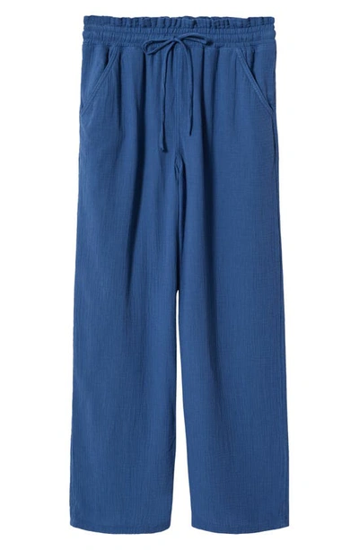 Shop Mango Bambula Tie Waist Pants In Vibrant Blue