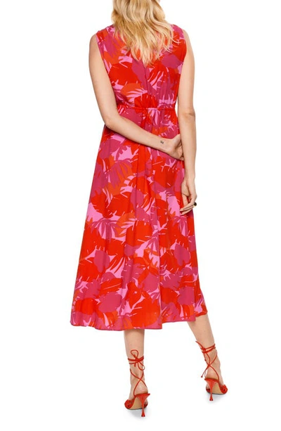 Shop Mango Flowy Print Dress In Fuchsia