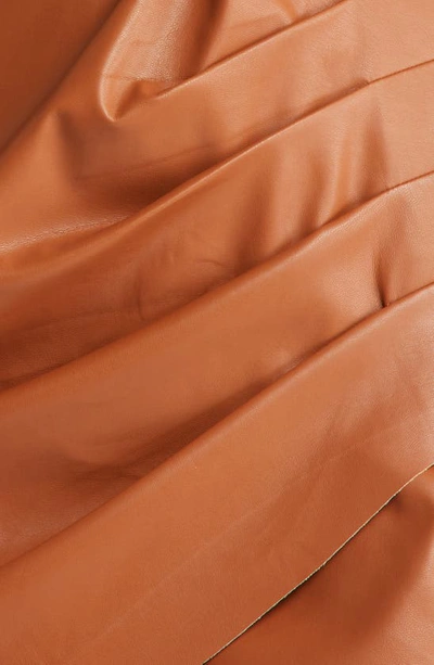 Shop Saylor Romania Long Sleeve Faux Leather Shirtdress In Cognac