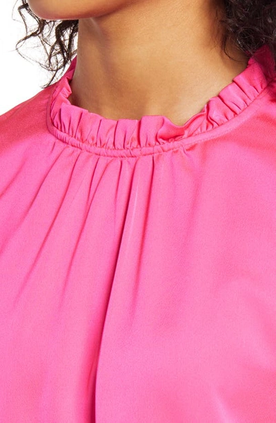 Shop Jcrew Tulip Sleeve Ruffle Neck Top In Neon Fuchsia