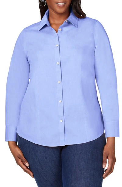 Shop Foxcroft Dianna Button-up Shirt In Iris Bloom