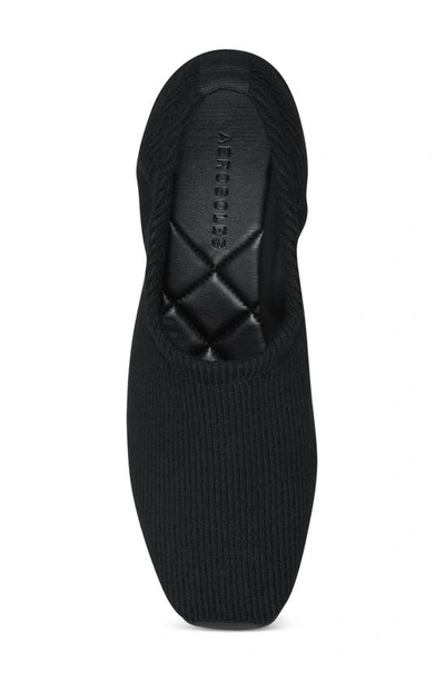 Shop Aerosoles Ren Rib Square Toe Wool-blend Flat In Black Fabric