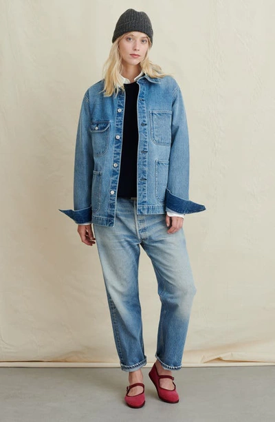 Shop Alex Mill Gender Inclusive Cotton Denim Work Jacket In Vintage Wash