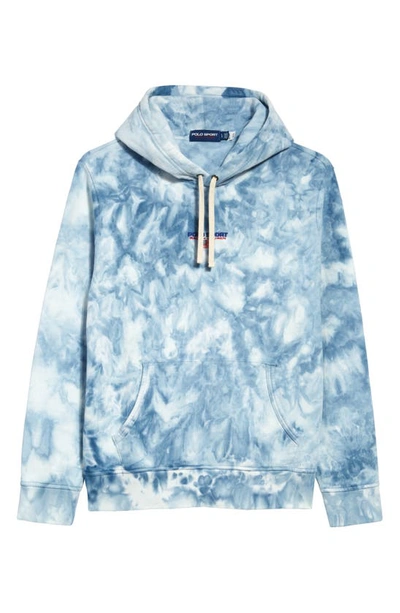 Polo Ralph Lauren Tie Dye Fleece Hoodie In Light Navy Cloud Wash