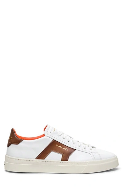 Shop Santoni Dbs1 Sneaker In White-light Brown-i51
