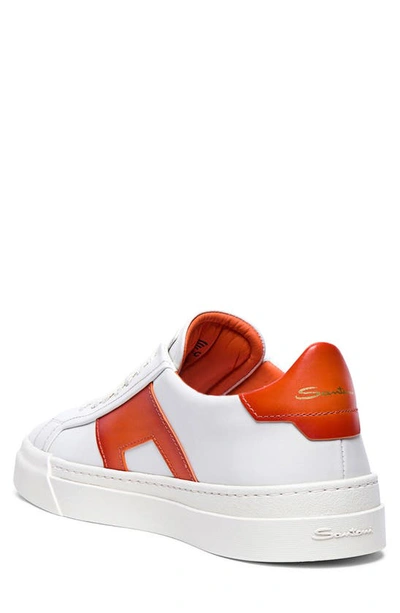 Shop Santoni Dbs1 Sneaker In White-orange-i50