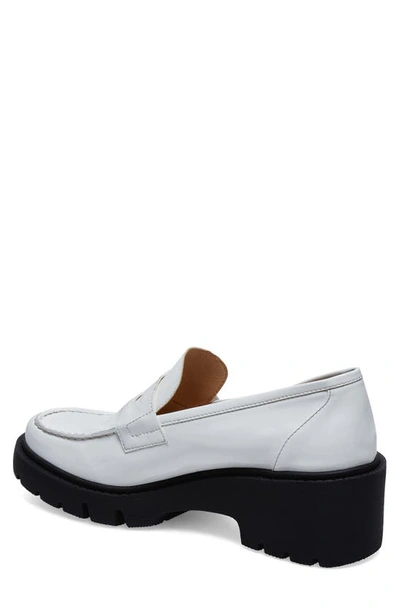 Silent D Xainay Platform Penny Loafer In White Patent