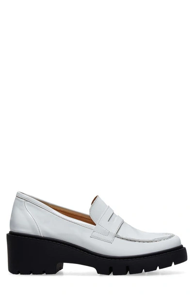 Silent D Xainay Platform Penny Loafer In White Patent