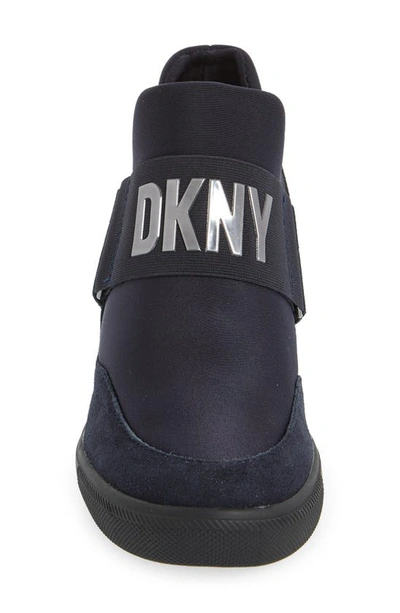 Shop Dkny Cosmos Wedge Sneaker In Navy