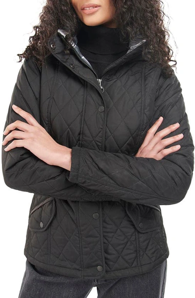 Shop Barbour Millfired Hooded Quilted Jacket In Black Classic