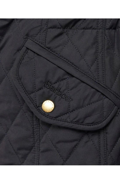 Shop Barbour Millfire Quilted Hooded Jacket In Navy/ Classic