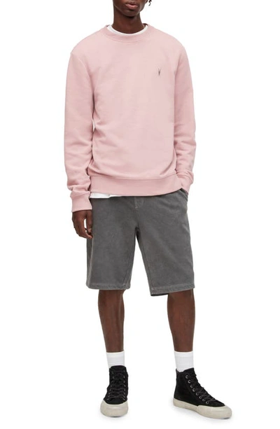 Shop Allsaints Raven Slim Fit Crewneck Sweatshirt In Dried Rose Pink