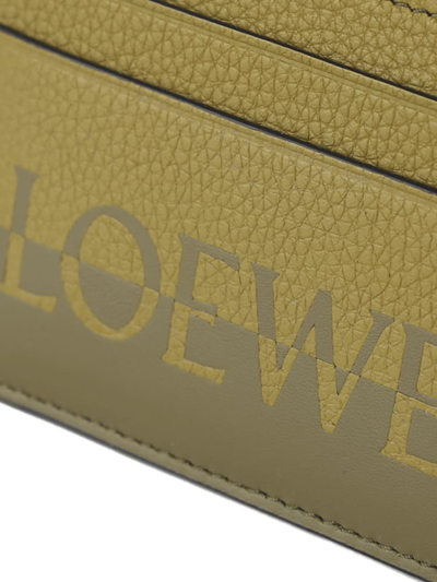 Shop Loewe Calfskin Signature Cardholder In Ochre/olive