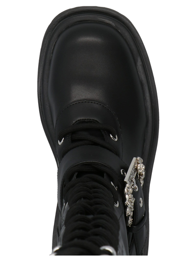 Shop Versace Jeans Couture Buckle Detail High Boots In Black