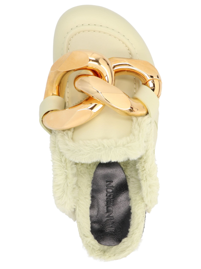 Shop Jw Anderson Chain Eco Fur Mules In Green