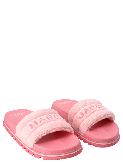 Shop Marc Jacobs Logo Embroidery Slides In Pink