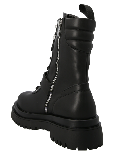 Shop Versace Jeans Couture Buckle Combat Boots In Black