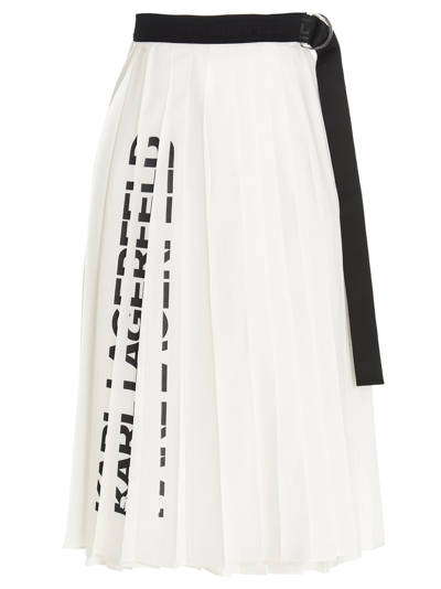Shop Karl Lagerfeld Logo Skirt In White/black