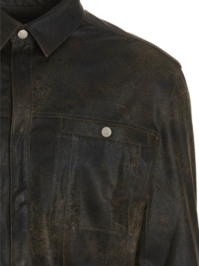 Shop Misbhv Leather Effect Fabric Shirt In Brown
