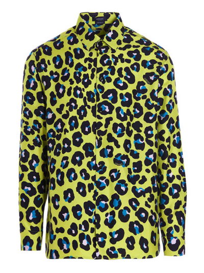 Shop Versace Daisy Leopard Shirt In Multicolor