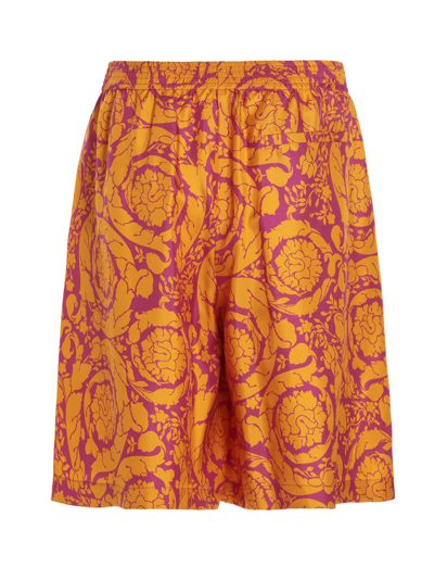 Shop Versace Barocco Silhouette Bermuda Shorts In Multicolor