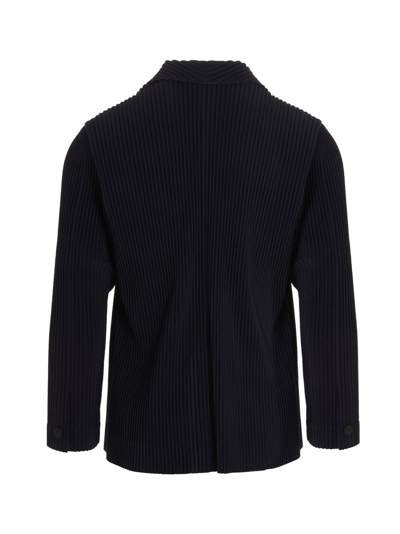 Shop Issey Miyake Pleated Blazer In Blue